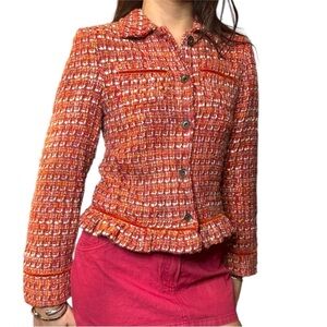 Chic Red Tweed Women's Jacket